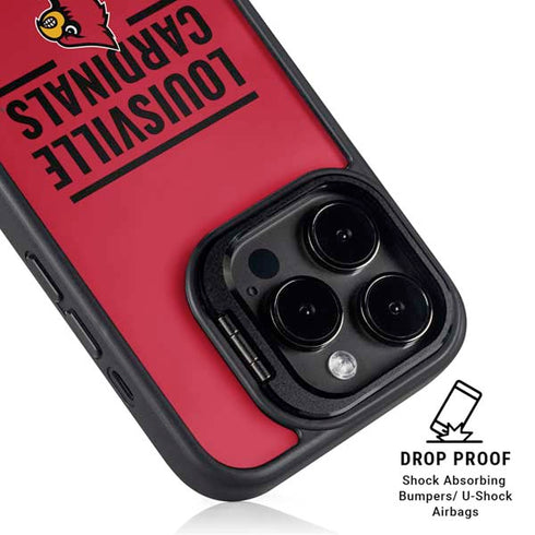 University of Louisville Cardinals Striped iPhone 15 Pro Kickstand Case
